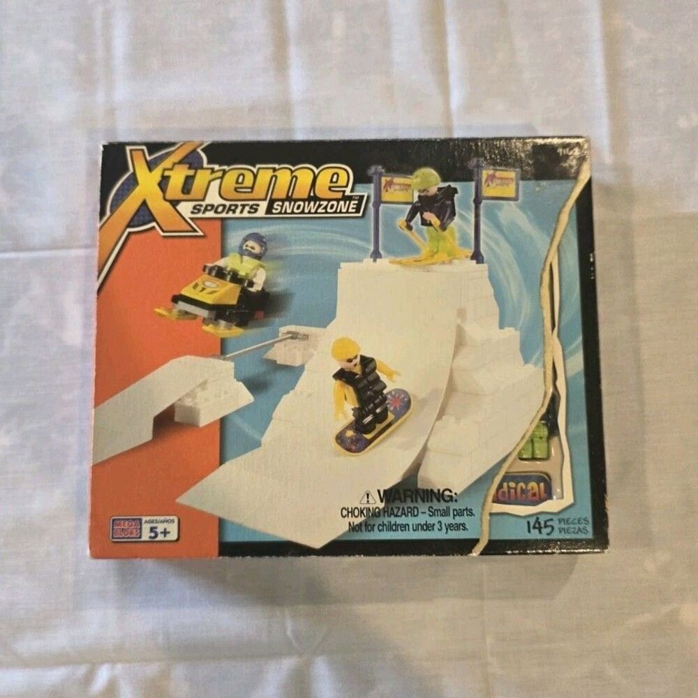 Vintage Mega Bloks Xtreme Sports Snowzone Interlocking Blocks Set 145 Pieces